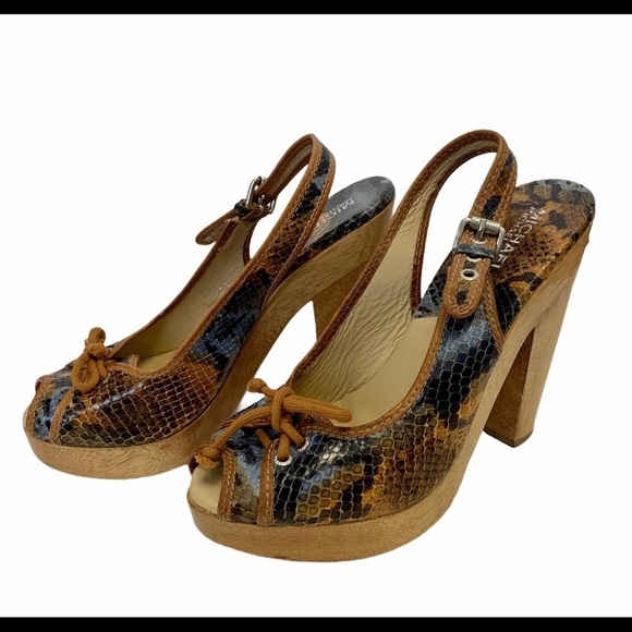 Michael Kors sling back snake skin wooden clogs - Picture 3 of 11